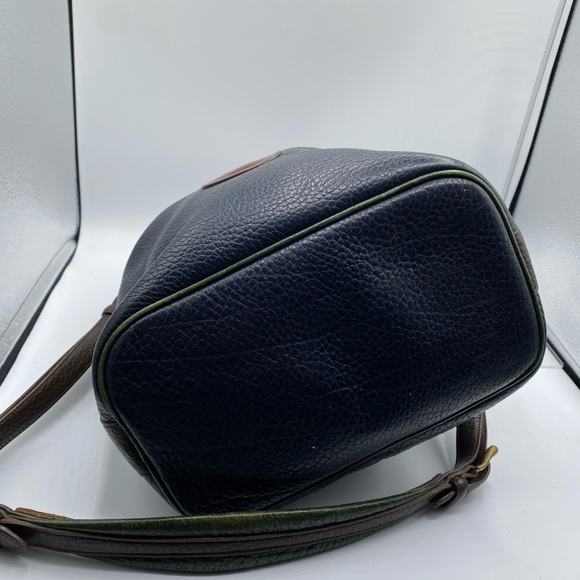 Dooney & Bourke navy w green & brown trim VTG TETON shoulder bag#597 - Picture 9 of 12